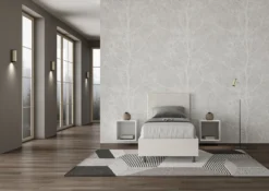 Letto 80x200cm contenitore singolo con testiera liscia in similpelle bianco LIT18