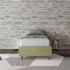 Letto 80x210cm contenitore singolo sommier in microfibra tè verde LIT12