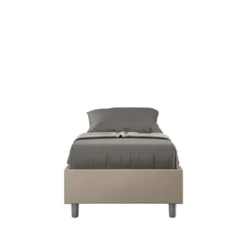 Letto 80x210cm contenitore singolo sommier in similpelle tortora LIT10