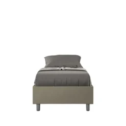 Letto 80x210cm contenitore singolo sommier in similpelle cappuccino LIT10