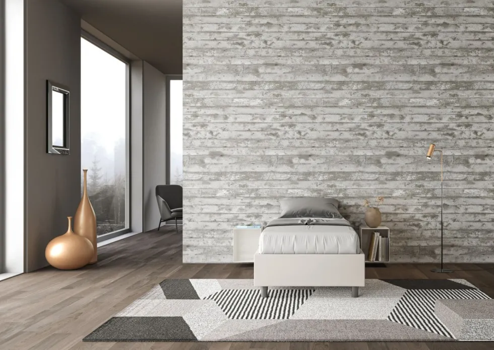 Letto 80x210cm contenitore singolo sommier in similpelle bianco LIT10