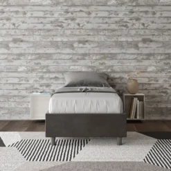 Letto 80x200cm contenitore singolo sommier in microfibra grigio LIT8