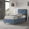 Letto 80x210cm contenitore singolo con tre bottoni in microfibra blu LIT54