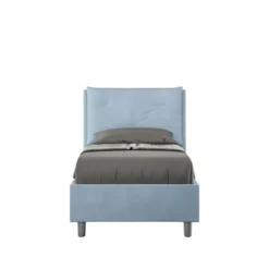 Letto 80x210cm contenitore singolo con tre bottoni in microfibra azzurro LIT54