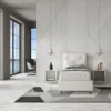 Letto 80x210cm contenitore singolo con tre bottoni in similpelle bianco LIT52