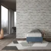 Letto 80x200cm contenitore singolo sommier in microfibra blu LIT8