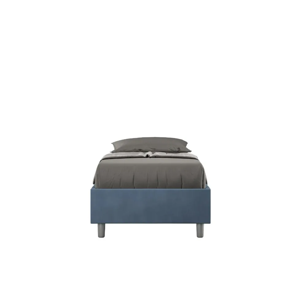 Letto 80x200cm contenitore singolo sommier in microfibra blu LIT8