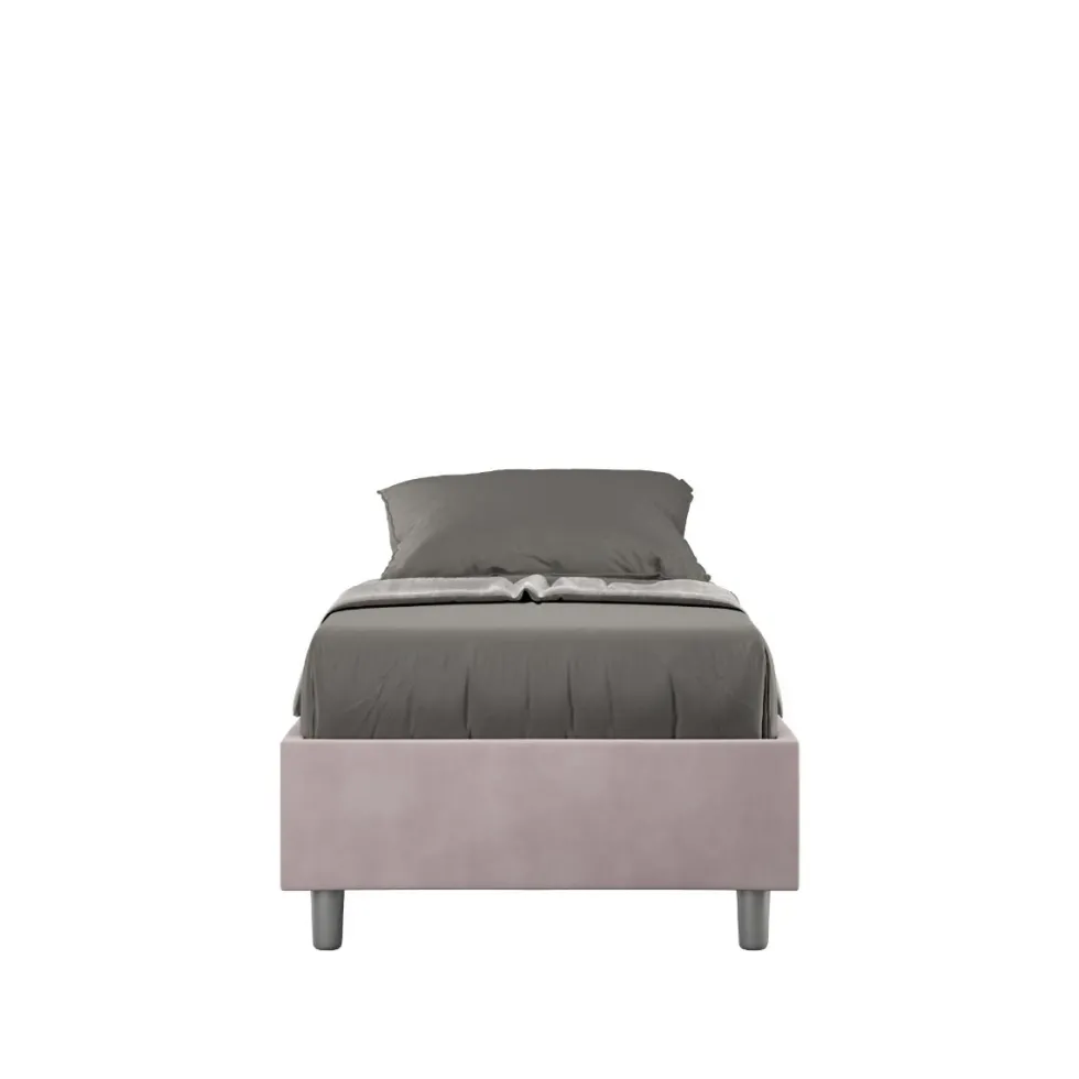 Letto 80x200cm contenitore singolo sommier in microfibra glicine lilla LIT8