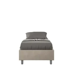 Letto 90x210cm contenitore sommier in microfibra sabbia beige LIT98