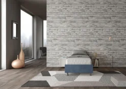 Letto 90x210cm contenitore sommier in microfibra blu LIT98