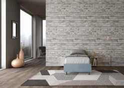 Letto 90x210cm contenitore sommier in microfibra azzurro LIT98