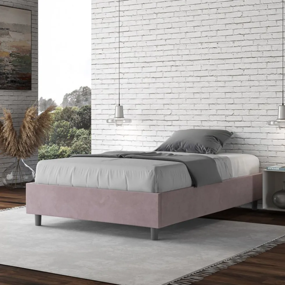 Letto 120x190cm contenitore sommier in microfibra glicine lilla LIT138