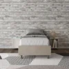 Letto 90x200cm contenitore sommier in microfibra sabbia beige LIT96