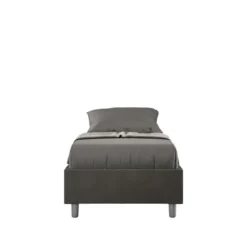 Letto 90x200cm contenitore sommier in microfibra grigio LIT96