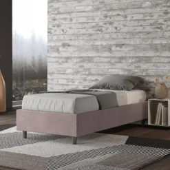 Letto 90x200cm contenitore sommier in microfibra glicine lilla LIT96
