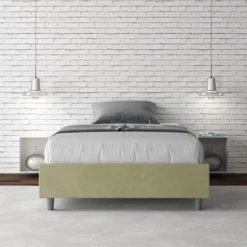 Letto 120x200cm contenitore sommier in microfibra tè verde LIT142