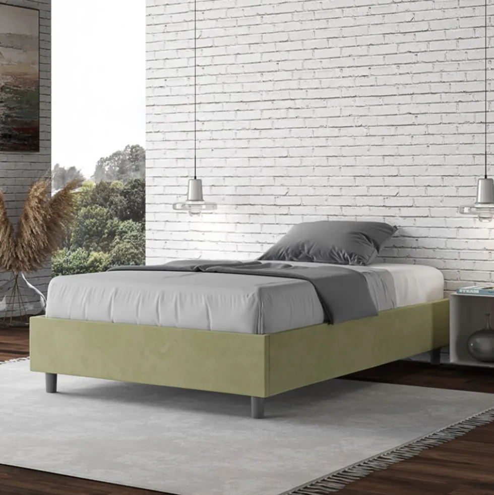 Letto 120x190cm contenitore sommier in microfibra tè verde LIT138