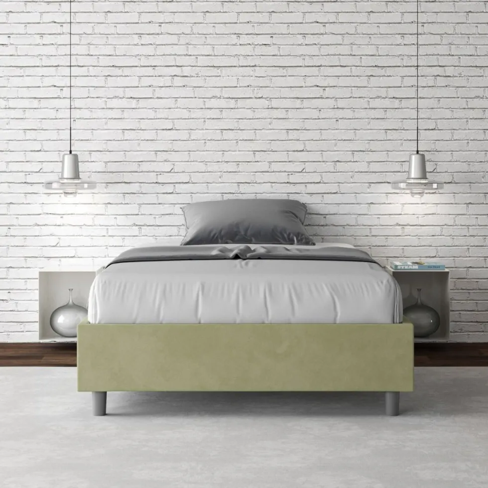 Letto 120x190cm contenitore sommier in microfibra tè verde LIT138