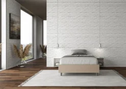 Letto 120x210cm contenitore sommier in similpelle tortora LIT144