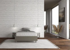 Letto 120x210cm contenitore sommier in similpelle cappuccino LIT144
