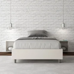 Letto 120x210cm contenitore sommier in similpelle bianco LIT144