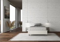 Letto 120x210cm contenitore sommier in similpelle bianco LIT144