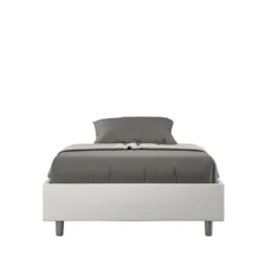 Letto 120x210cm contenitore sommier in similpelle bianco LIT144