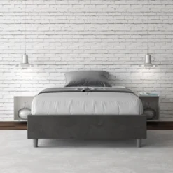 Letto 120x190cm contenitore sommier in microfibra grigio LIT138