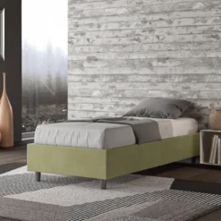 Letto 90x210cm contenitore sommier in microfibra tè verde LIT98
