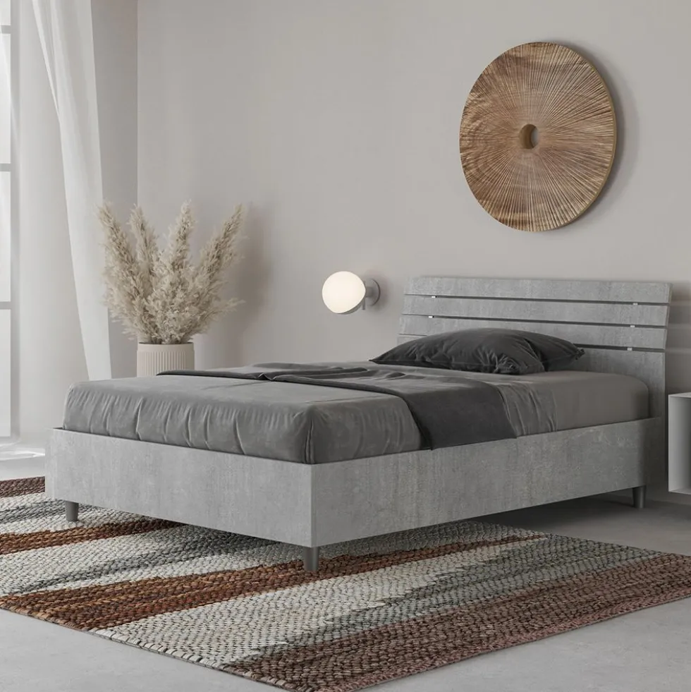 Letto 120x200cm contenitore testata inclinata cemento LIT256