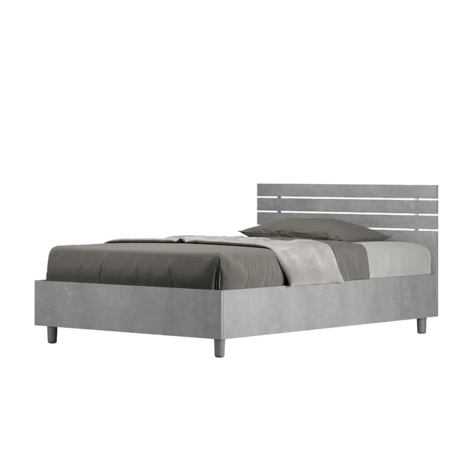 Letto 120x200cm contenitore testata dritta cemento LIT254