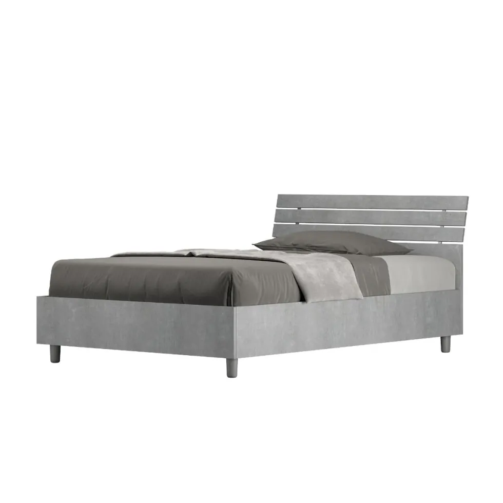 Letto 120x190cm contenitore testata inclinata cemento LIT252