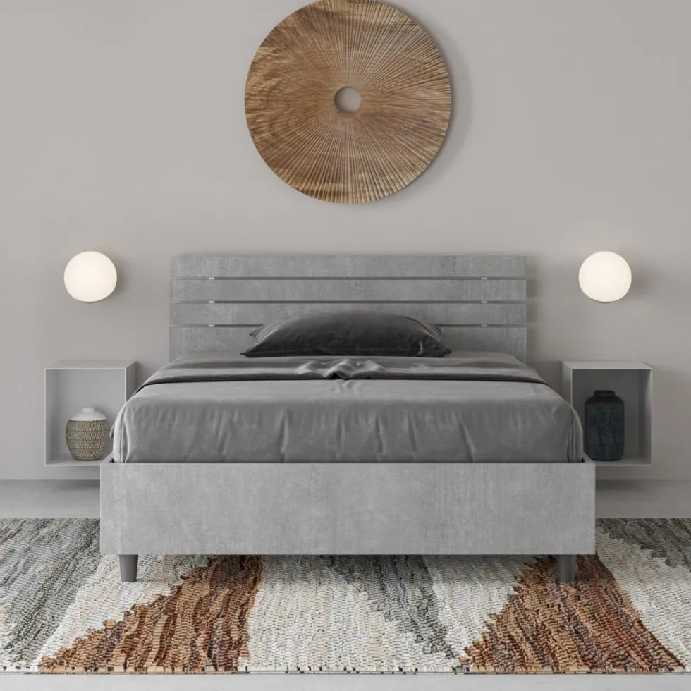 Letto 120x190cm contenitore testata inclinata cemento LIT252