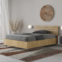 Letto 120x190cm contenitore testata inclinata quercia LIT252