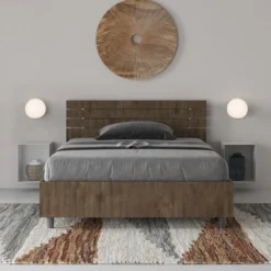 Letto 120x190cm contenitore testata inclinata noce LIT252