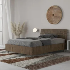 Letto 120x190cm contenitore testata inclinata noce LIT252