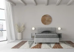 Letto 120x190cm contenitore testata dritta cemento LIT250
