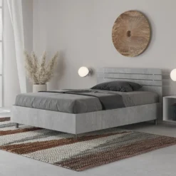 Letto 120x190cm contenitore testata dritta cemento LIT250
