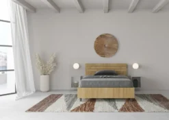 Letto 120x190cm contenitore testata dritta quercia LIT250