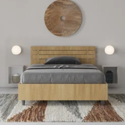 Letto 120x190cm contenitore testata dritta quercia LIT250