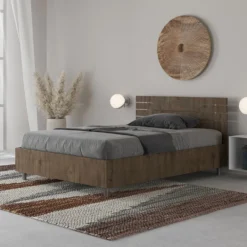 Letto 120x190cm contenitore testata dritta noce LIT250