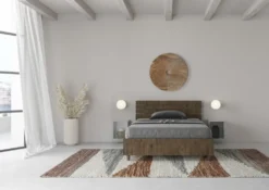 Letto 120x190cm contenitore testata dritta noce LIT250