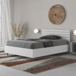 Letto 120x190cm contenitore testata dritta bianco frassino LIT250