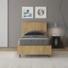 Letto 80x190cm contenitore testiera dritta effetto legno quercia LIT78