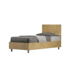 Letto 80x190cm contenitore testiera dritta effetto legno quercia LIT78