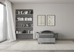 Letto 80x200cm contenitore testiera design moderno cemento LIT76