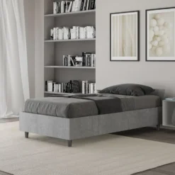 Letto 80x200cm contenitore testiera design moderno cemento LIT76