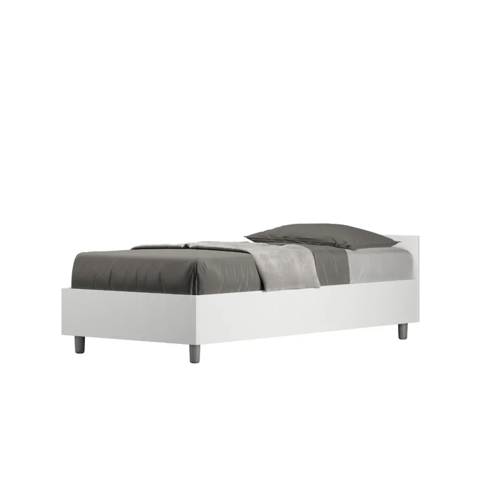Letto 80x200cm contenitore testiera effetto legno bianco frassino LIT76