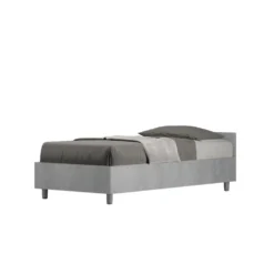 Letto 80x190cm contenitore testiera in nobilitato design moderno cemento LIT74