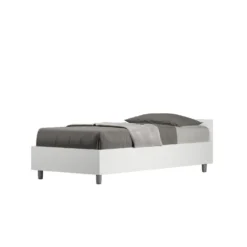 Letto 80x190cm contenitore testiera in nobilitato effetto legno bianco frassino LIT74